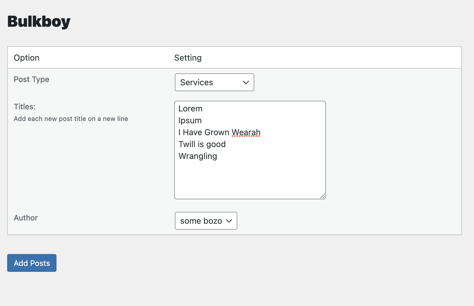 Screenshot of a WordPress plugin